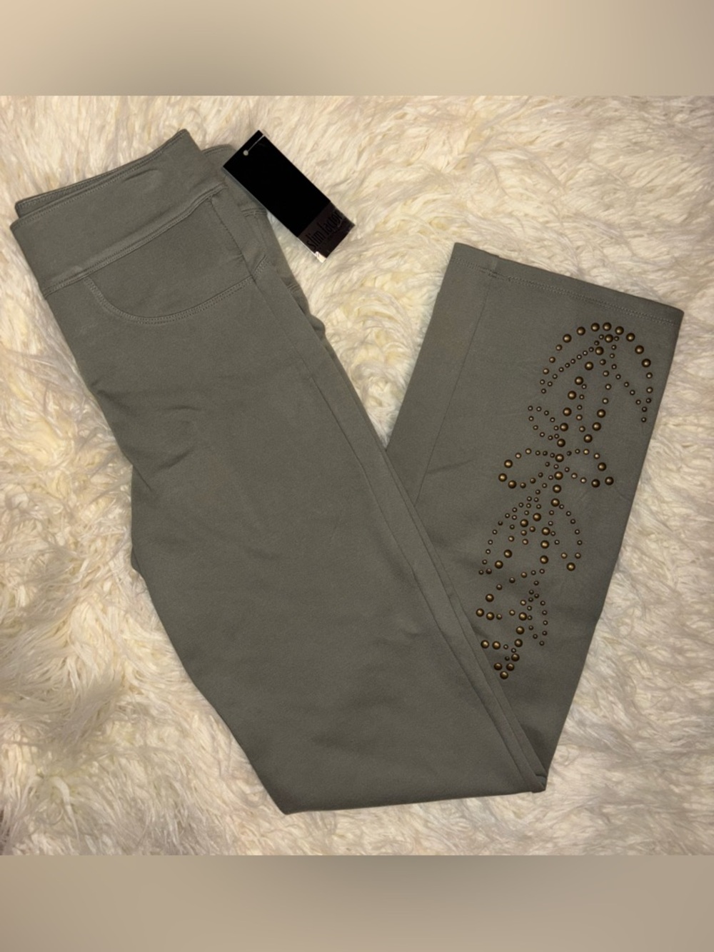 Slim Factor by Investments Studded Slim Straight Pants Small NWT